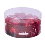 DONAU HOME Lot de 12 bougies chauffe-plat flottantes, vernies, en forme de cœur, rouge métallisé, 2,8 x Ø 4,8 cm, durée de combustion : 4 heures, flottantes, sans parfum, pour la Saint-Valentin