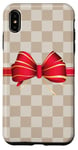 Coque pour iPhone XS Max Vanilla White Coffee Red Bow Checkered classic pattern