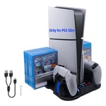 Tolesum Support pour PS5 Slim, Station de Chargement avec Support de Disque pour PS5 Slim Disc/Digital Console et Manette PS5, Station de Recharge PS5 avec 2 Ports USB et 12 Emplacements de Jeu