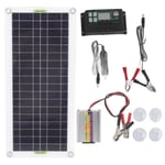 OMABETA Kit de démarrage de panneau solaire Panneau de solaire 12V à 220V 30W, onduleur solaire 220W, Kit de jardin balise