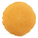 Coussin Rond Déco "Dentelle" 40cm Ocre