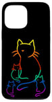 Coque pour iPhone 13 Pro Max Chaton arc-en-ciel famille chat enfant bébé