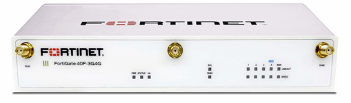 FortiGate-40F-3G4G 5 x GE RJ45 ports (including 1 x WAN Port, 4 x Internal Ports) with Embedded 3G/4G/LTE wireless wan module, 3 external SMA WWAN antennas included