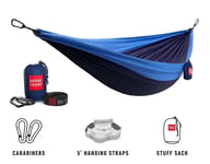 Grand Trunk Double Parachute Nylon Hammock with Straps Navy/Ligh