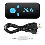 Clenp Car Bluetooth Audio Receiver, X6 Car 3.5mm Wireless Handsfree Bluetooth Audio Stereo Music Receiver Adapter Black