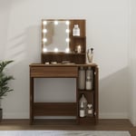 Coiffeuse,Table de maquillage,Coiffeuse Maquillage avec led Chêne marron 86,5x35x136 cm CFW93987