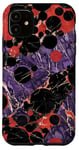 Coque pour iPhone 11 Violet Abstrait Pois avec Bizarre Rouge Noir Naturel