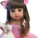 55CM real size Original bebe doll reborn toddler girl pink princess bath toy very soft full body silicone girl doll surprice for Child age 3+ Toys