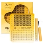 QUEWEL Cluster-Lashes Kit Upper and Lower Eyelash Clusters with Long Lasting Lash-Clusters Bond, DIY Lash -Extensions Can Be Completed In Three Steps, and Can Easily Create Big Eye Effects(Easy01 MIX)