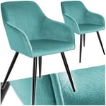 TecTake® Lot de 2 Chaises de Salle à Manger Chaises Rembourrées Fauteuil Salon Design Scandinave Pieds en Metal Noirs Élégant avec Accoudoirs Chaise Coiffeuse, Chambre, Salon, Bureau, Cabinet