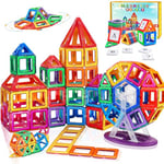 Jeux Magnetique Enfant 2 3 4 5 6 ans 95PCS Fille Garçon Bloc de Construction Magnétique avec des Lettres Chiffres et des Cadeaux d'anniversaire de Grande roue pour les Garçons et les Filles de 7 8 ans