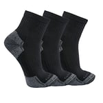 Carhartt Men's Midweight Cotton Blend Quarter Sock 3 Pack, Black, Large