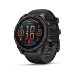 Garmin Fenix 8 47mm Sapphire AMOLED - Carbon Gray Titanium with Black Pebble Gray Band