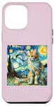 Coque pour iPhone 12 Pro Max Van Gogh T-shirt Motif chat Nuit étoilée