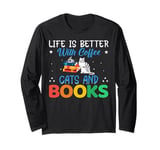 Life Is Better With Coffee Cats And Books Long Sleeve T-Shirt