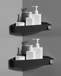 Sotfamily 2 pièces Plastique Etagere Douche, Rangement et Organisation de la Salle de Bain, Porte Savon Douche, Etagere Salle de Bain, Comprend 6 Autocollants Adhésifs, Noir