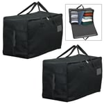 Large Canvas Bag Zipped Garden Patio Furniture Chair Cushion Storage Black x 2