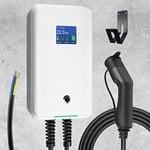 Morec 22kw ev Chargeur triphasée Station de Charge wallbox Type 2 32 A EU Standard IEC 62196-2 avec câble d'alimentation pour boîte de Distribution Boîte Chargeur véhicule électrique Rapide 6,1 m