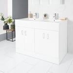 Meuble sous lavabo à poser avec double vasque – Blanc - 120 cm – Geo