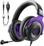 Casque Gaming, Casque Gamer avec Micro Antibruit Enfichable, Casque PC Son Stéréo Bass 3.5mm, Casque Audio pour PC PS4 PS5 Switch Xbox One