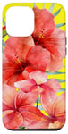 Coque pour iPhone 14 Plus Collage jaune de fleurs colorées et feuilles tropicales