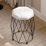 WOLTU Tabouret Coiffeuse, Chaise Coiffeuse, Siège Rembourré en Velours, Pouf Coiffeuse, Tabouret Piano, Cadre en Métal, pour Chambre, Salon, 30x30x44,5cm, Blanc+Noir, MB6111wsz