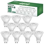 GU10 LED Light Bulbs 7W, Cool White 6000K (50W Halogen Spotlight Equivalent) 500LM 80RA 38° Beam Angle No Flickering Non-dimmable 220-240V, for Interior Lighting, Pack of 10