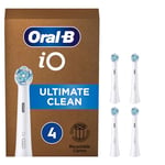 Oral-B iO Ultimate Clean Brossettes Blanches De Rechange, Rondes, S’Adaptant Aux Dents, Éliminent La Plaque Dentaire, Compatibles Avec Les Brosses Électriques Magnétiques, Emballage Carton, Lot de 4