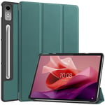 Lenovo Tab P12 -tabletin kansi kolminkertaisella jalustalla - tummanvihreä