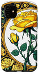 Coque pour iPhone 11 Rose jaune Illustration Roses jardinage art rosiers jardiniers