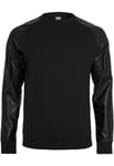 Urban Classics Men's Raglan Leather Imitation Crew Pullover, Black (Blk/Blk 00017), S