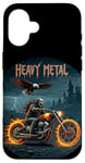 Coque pour iPhone 16 Heavy Metal Thrash Hard Rock Horreur Rocker Tenue moto