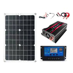 Kit complet de syst&egrave;me d'&eacute;nergie solaire, panneau 20W, contr&ocirc;leur 30A, onduleur 300W 12V-220V, double USB, prise universelle LCD