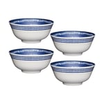 Set of 4 KitchenCraft Blue and White Greek Style Ceramic Bowls