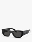 Prada PR A01S Women's Rectangular Sunglasses, Black/Grey