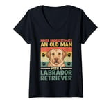 Womens Never Underestimate An Old Man With A Labrador Retriever V-Neck T-Shirt