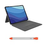 Logitech Combo Touch Étui clavier iPad Pro 12,9 pouces (5e, 6e générations - 2021, 2022) et stylet numérique Logitech Crayon (versions 2018 et ultérieures), FRA AZERTY, Gris