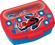 STOR Boîte à sandwich rouge Marvel pour enfants en plastique Spiderman Spider-Man avec cuillère et fourchette