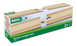 BRIO World - 33335 - Rails Moyens Droits 144 mm - Accessoire pour circuit de train en bois - Jouet pour garçons et filles à partir de 3 ans