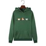 AGAGRG Sweat À Capuche Imprimé,Sweat Femme Trois Chatons Motif Cordon Hoodies Top Blouse Survêtements À Manches Longues Coton Automne Hiver Casual Graffiti Hoodies pour Filles, Vert, XXL