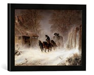 Kunst für Alle 'Encadré Image de Hermann Kauffmann Carrosse dans la Neige tempête, Art Impression dans Le Cadre de Haute qualité Photos Fait Main, 40 x 30 cm, Noir Mat