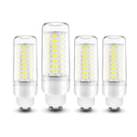 12W GU10 LED Lights Corn Bulbs 120W Halogen Equivalent Energy Saving Lamps AC 220-240V 360°Beam Angle, No Flicker, Non-Dimmable Pack of 4,Cool White