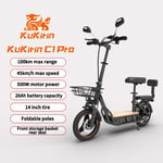 KuKirin C1 Pro elektrisk skoter, 500W motor,26AH batteri, topphastighet 45 km/h,räckvidd 100 km,med korg och baksäte