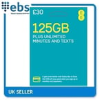 EE 125GB Data sim inc £30 top up giving 125GB, Unlimited Mins & Unlimited Texts