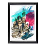 Big Box Art Magic Kingdom Florida Orlando USA V2 Framed Wall Art Picture Print Ready to Hang, Black A2 (62 x 45 cm)