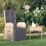 "Top" Chaise inclinable de jardin JILI - Fauteuil d'extérieur et coussin Résine tressée Gris,13,6 Kg