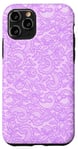 Coque pour iPhone 11 Pro Vintage Mauve Dentelle Fleurs