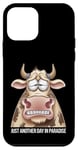 Coque pour iPhone 12 mini Just Another Day In Paradise Cow Humour Sarcasme Femmes Hommes