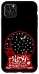 Coque pour iPhone 11 Pro Max Joyeux Noël Paris horizon dans la boule à neige scintille