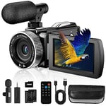 Vmotal Caméra vidéo 4K 48MP Photo/enregistreur vidéo 4K 60FPS, caméscope numérique pour Youtube Vlogging avec Microphone sans Fil/Carte SD/2 Piles/télécommande